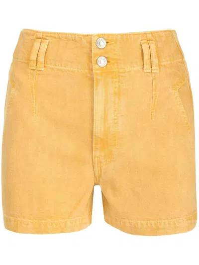 Marant Etoile Tihiana High Waisted Denim Shorts In Yellow