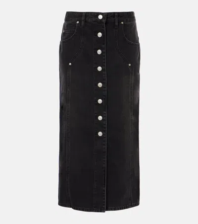 ISABEL MARANT ÉTOILE VANDY HIGH-RISE DENIM MIDI SKIRT