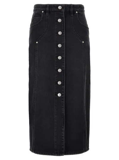 Isabel Marant Étoile Marant Étoile Vandy Denim Midi Skirt Faded Black In Blue