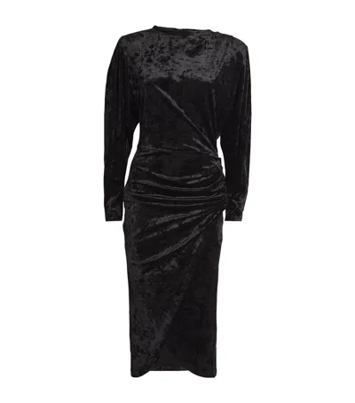 Isabel Marant Étoile Velvet Gathered Hadley Midi Dress In Black
