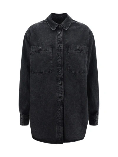 Marant Etoile Verane Button-up Denim Shirt In Faded Black