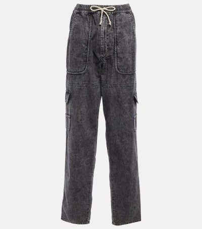 Isabel Marant Étoile Isabel Marant Etoile Women's Black Ariete Crinkled-texture Straight-leg High-rise Faux-leather Trous