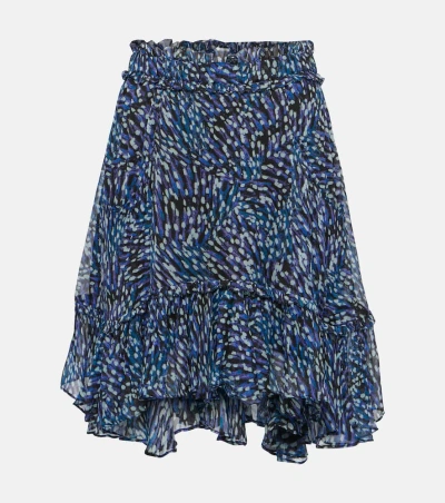 Marant Etoile Viera Asymmetric Printed Mini Skirt In Midnight