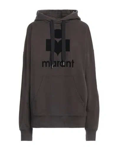 Isabel Marant Étoile Black Hoodie With Tonal Logo Print In Cotton Blend Woman In Brown