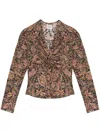 Isabel Marant Étoile Zekia Paisley Print Twist Front Top In Black