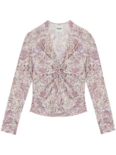 Isabel Marant Étoile Zekia Blouse In Ecru-purple
