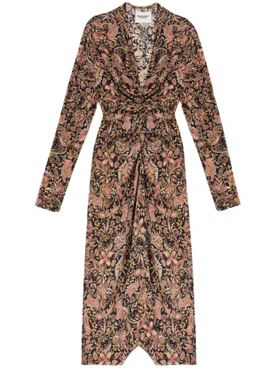 Isabel Marant Étoile Zeliha Long Sleeve Dress In Brown