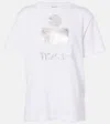 Isabel Marant Étoile Zewel Metallic Logo Slub Linen Graphic Tee In White