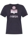 Isabel Marant Étoile Zewel Linen T-shirt With Frontal Logo In Blue