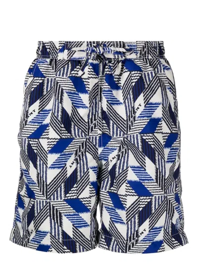 Marant Geometric Print Swim Shorts In Blue