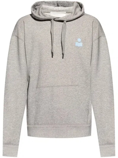 Isabel Marant Matte Logo-embroidered Hoodie In 灰色