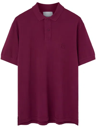 Marant Logo-embroidered Polo Shirt In Red