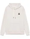 Isabel Marant Matte Logo Printed Drawstring Hoodie In Neutrals