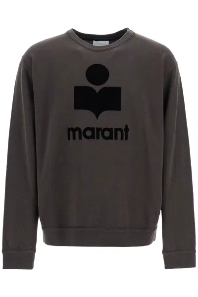Isabel Marant Mikoy Flocked Logo Sweatshirt In Brown