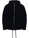 Isabel Marant Hooded Wool Blend Jacket With Drawstring Waistband In Navy Blue