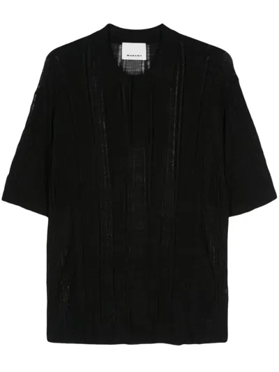 Marant Perforated Polo Shirt In Black  