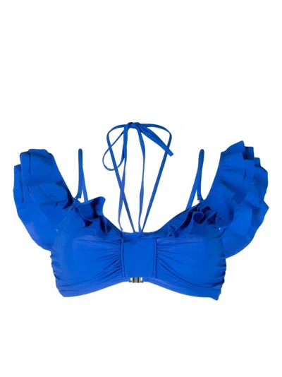 Marant Ruffled Bikini Top In Blue