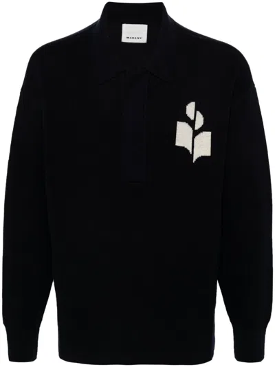 Isabel Marant William Knitted Polo Shirt In Blue