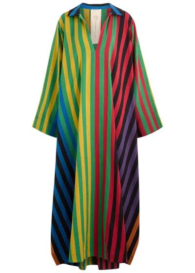 Maraska Striped Cotton-blend Maxi Kaftan Dress