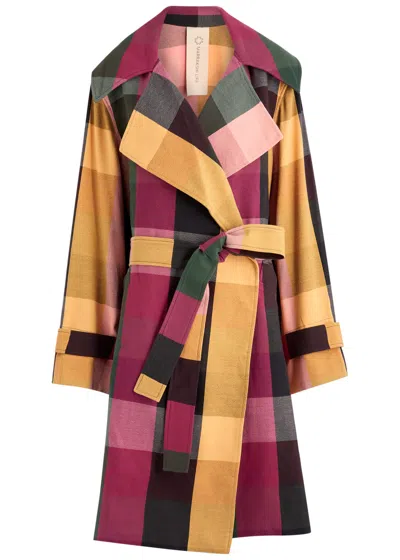 Maraska The Trench Checked Cotton-blend Coat In Multicoloured 1