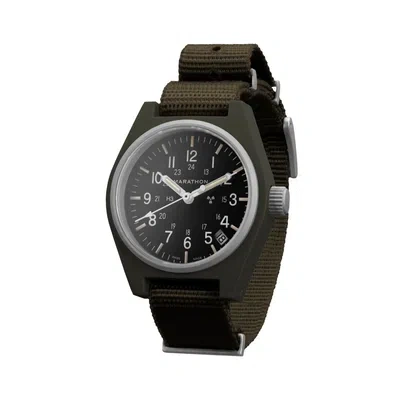 Pre-owned Marathon 34mm Sage Green General Purpose Quartz With Date (gpq) High-impact Comp