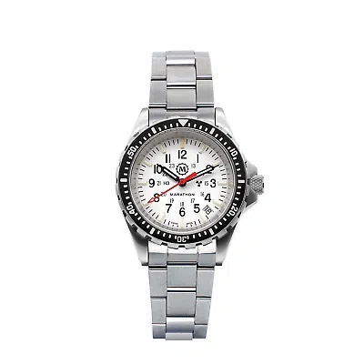 Pre-owned Marathon 36mm Arctic Edition Medium Diver's Quartz (msar Quartz) With Stainless