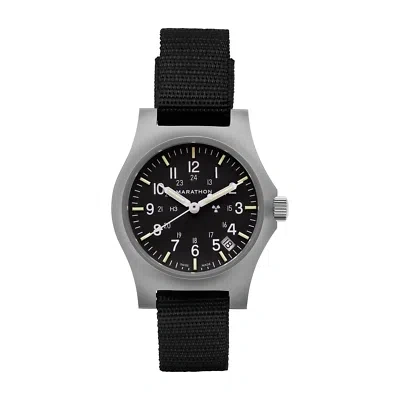 Pre-owned Marathon 36mm Officer's Quartz W/ Date (gpq-d) 316l Stainless Steel Quartz Wrist