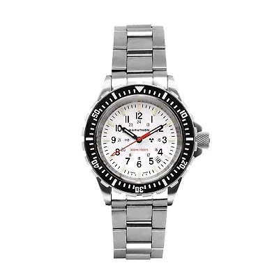 Pre-owned Marathon 41mm Arctic Edition Large Diver's Quartz (tsar) With Stainless Steel Br