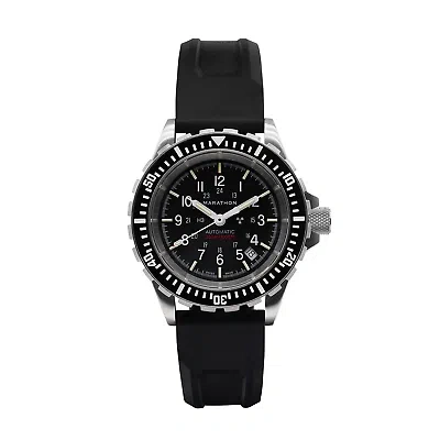 Pre-owned Marathon 41mm Large Diver's Automatic (gsar) 316l Stainless Steel Wristwatch Mad