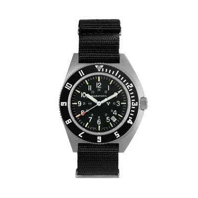 Pre-owned Marathon 41mm Steel Navigator W/ Date (ssnav-d) On Nylon Defstan 316l Stainless