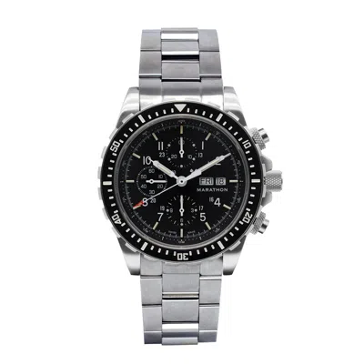 Marathon 46mm Jumbo Diver/pilot's Automatic Chronograph (csar) With Stainless Steel Bracelet Watch In Grey