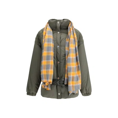 Marbell Quilted Belted Jacket In Green
