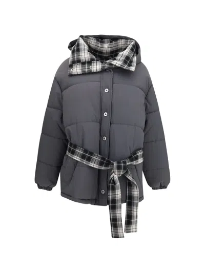 Marbell Aryna Belted Puffer Jacket In Gray