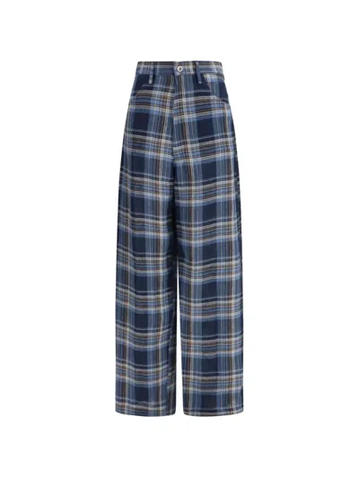Marbell Check-pattern Trousers In Blue