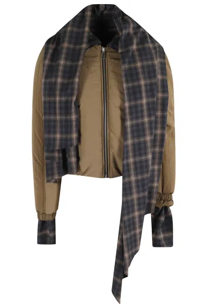 Marbell Cropped Check Pattern Jacket In Gray