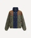 Marbell Quilted Colour-block Bomber Jacket In Green