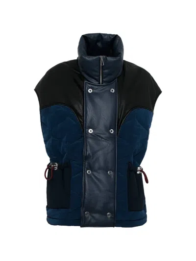 Marbell Kate Quilted Button Vest In Blue