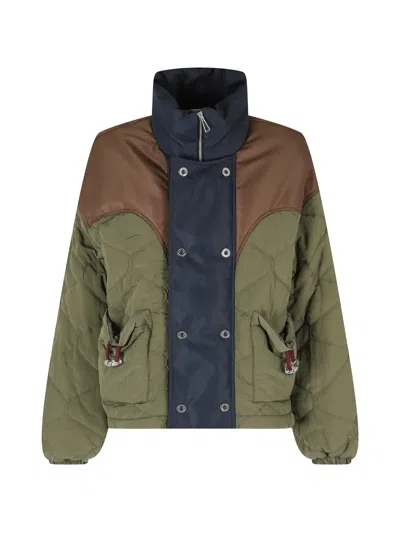 Marbell Kate Quilted Panelled Jacket In Green