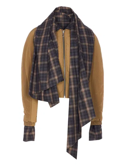 Marbell Maxi-scarf Puffer Jacket In Brown