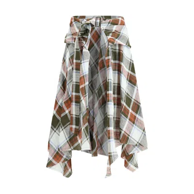 Marbell Multicolor Linen Midi Skirt