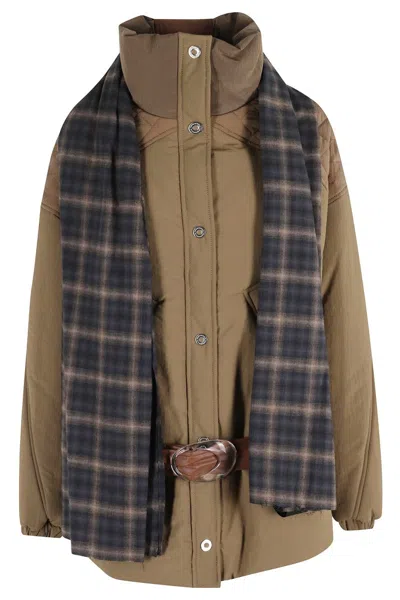 Marbell Oversized Bronze Nylon Jacket In Brown