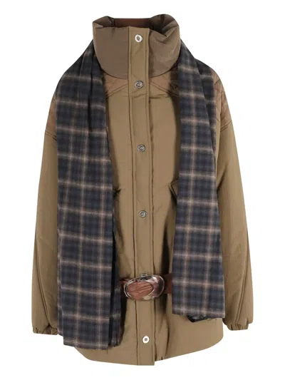 Marbell Quilted Belted Jacket In Brown