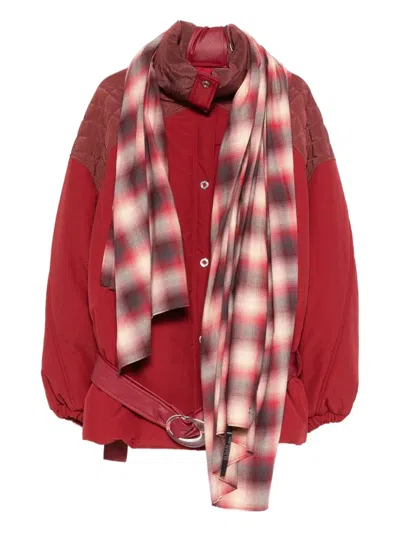 Marbell Quilted Belted Jacket In Red