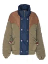 Marbell Quilted Colour-block Bomber Jacket In Blue