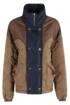 Marbell Quilted Nylon Jacket With Contrast Collar In Brown