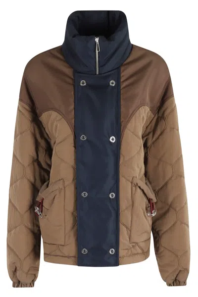Marbell Quilted Nylon Jacket With Contrast Collar In Brown