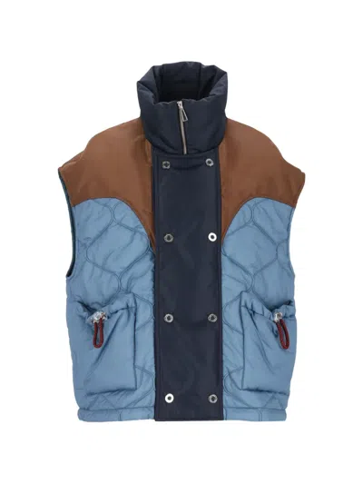 Marbell Quilted Panelled Gilet In Blue