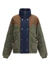 Marbell Quilted Colour-block Bomber Jacket In Green