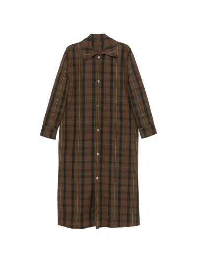Marbell Victoria Check-pattern Cotton Trench Coat In Brown
