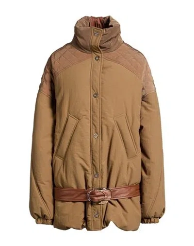 Marbell Woman Jacket Khaki Size 2 Polyamide, Cotton In Brown